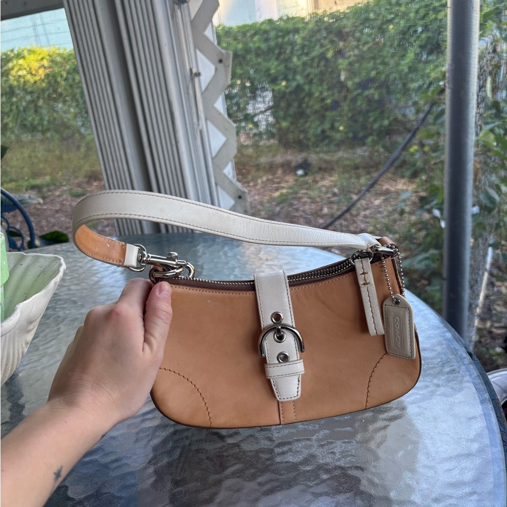 Coach Two-Tone Leather Shoulder Bag